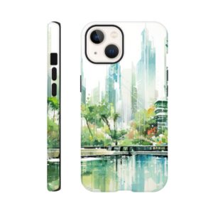 Rainy City Day Watercolor Phone Case - Tough case, Apple - iPhone 13