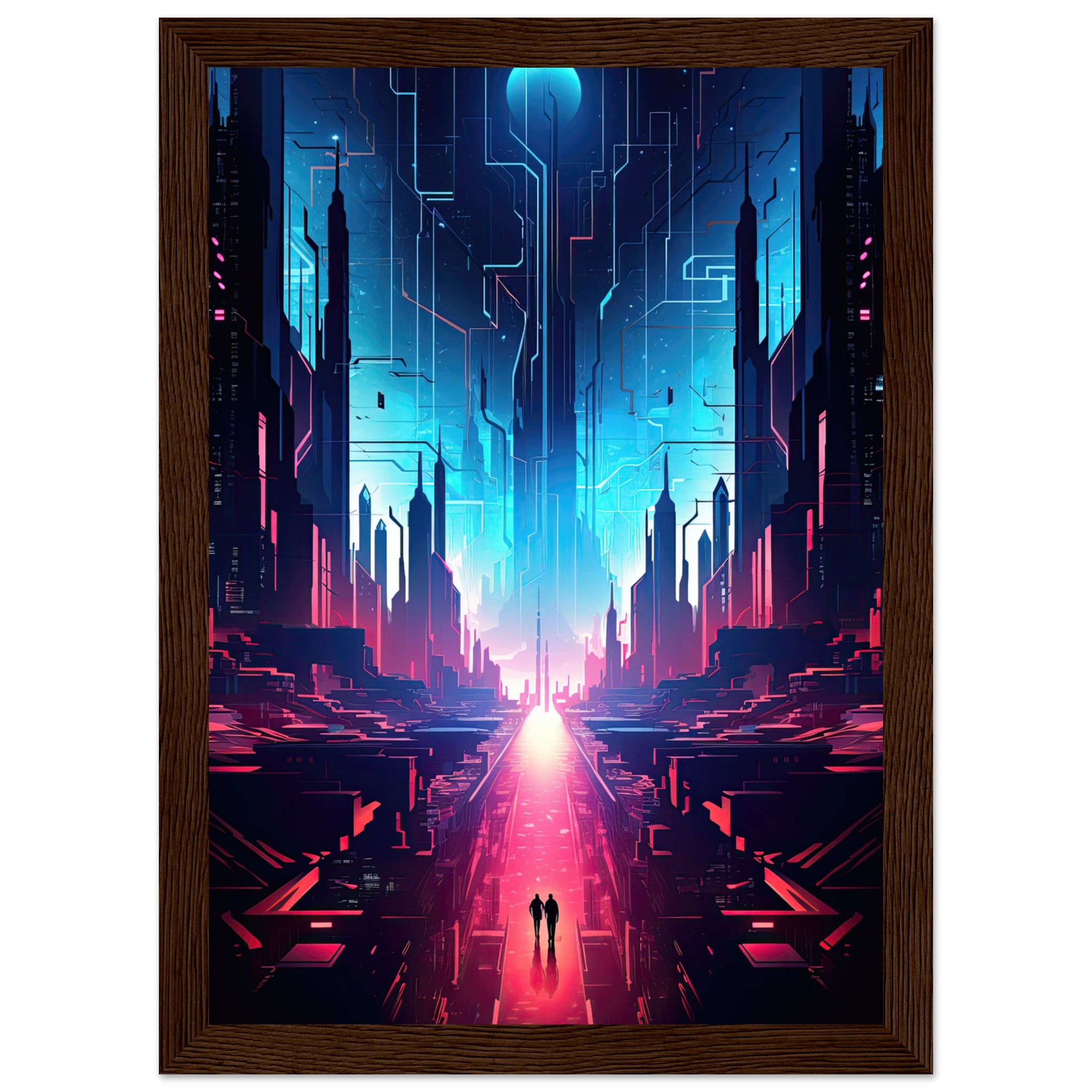 Digital Paradise Abstract Futuristic Framed Print