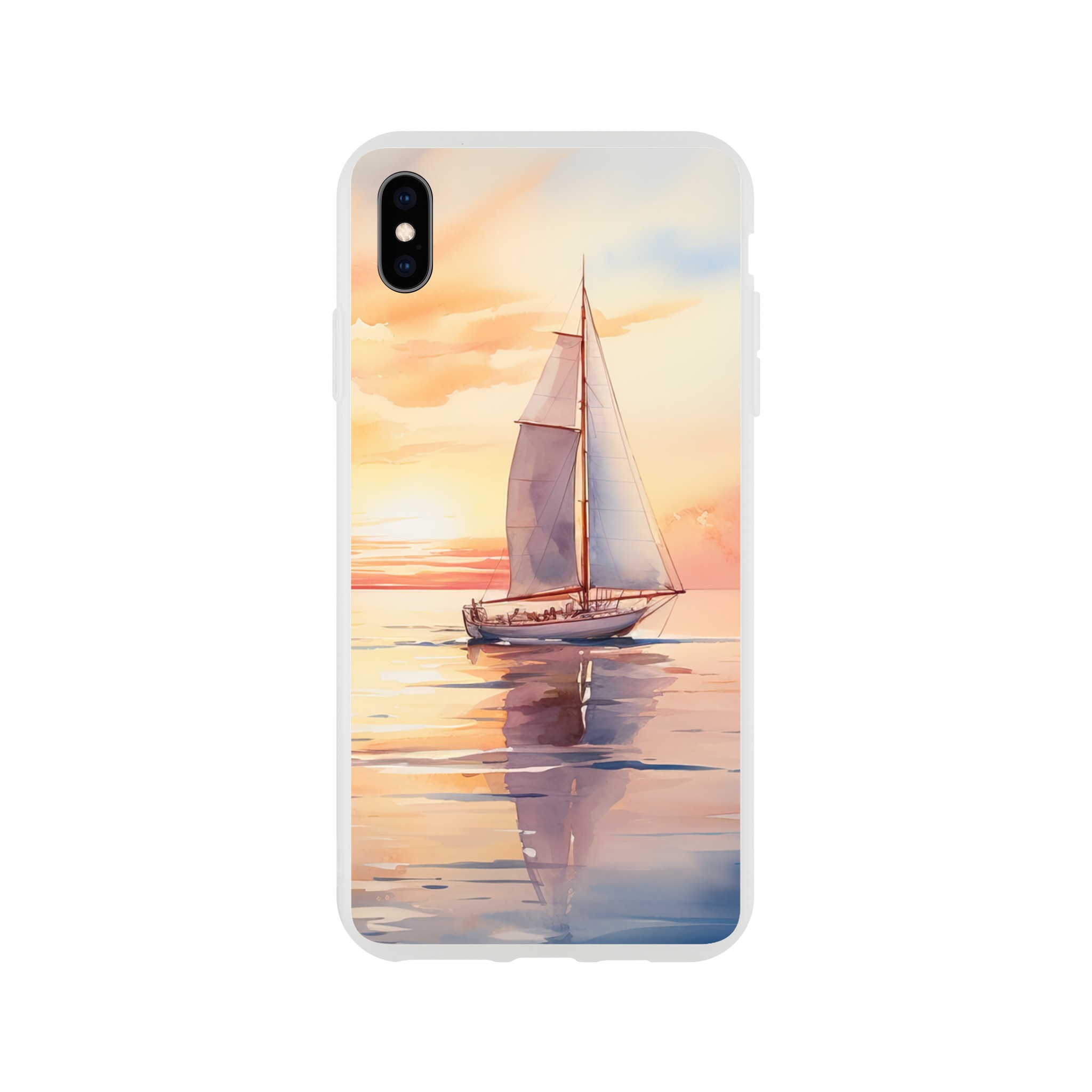 Beautiful Watercolor Sunset Sailboat Phone Case – Flexi case, Apple – iPhone XS Max