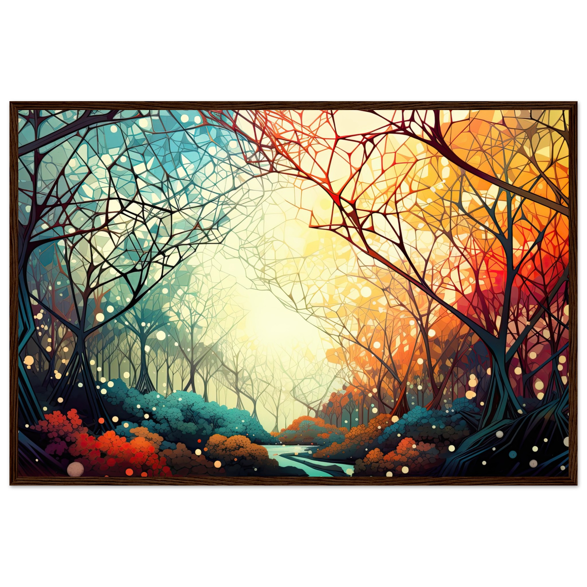 Forest Colorful Abstract Landscape Framed Print