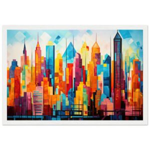 Colorful Abstract Cityscape Painted - Framed Print