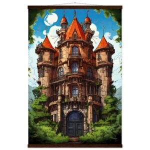 Chateau in the Woods Hanging Print - 60x90 cm / 24x36″, Dark wood wall hanger