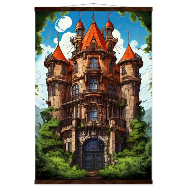 Chateau in the Woods Hanging Print - 60x90 cm / 24x36″, Dark wood wall hanger