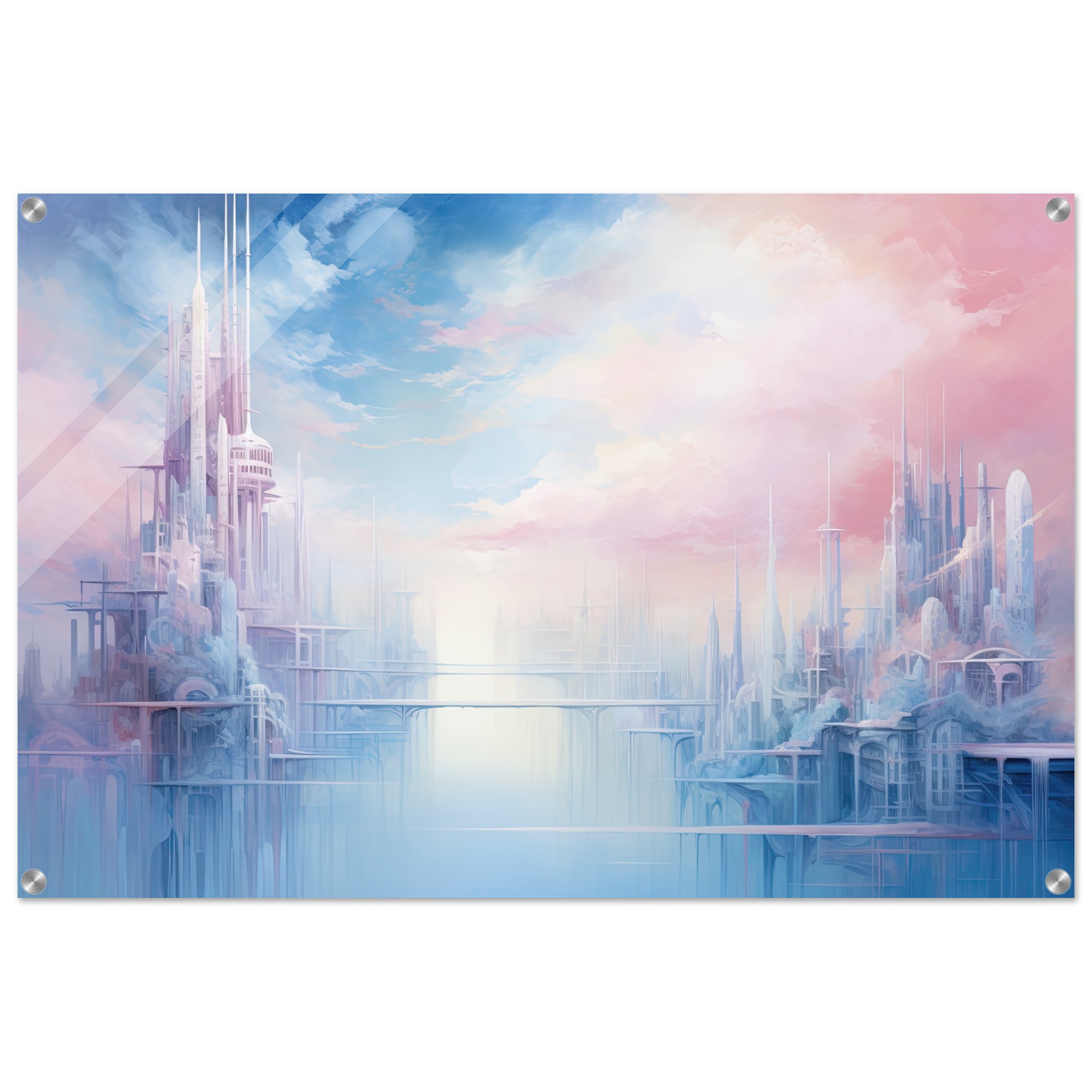 Pastel City in the Clouds Acrylic Print – 60×90 cm / 24×36″