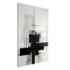 Black and White Abstract Canvas Print - 60x90 cm / 24x36″, Slim
