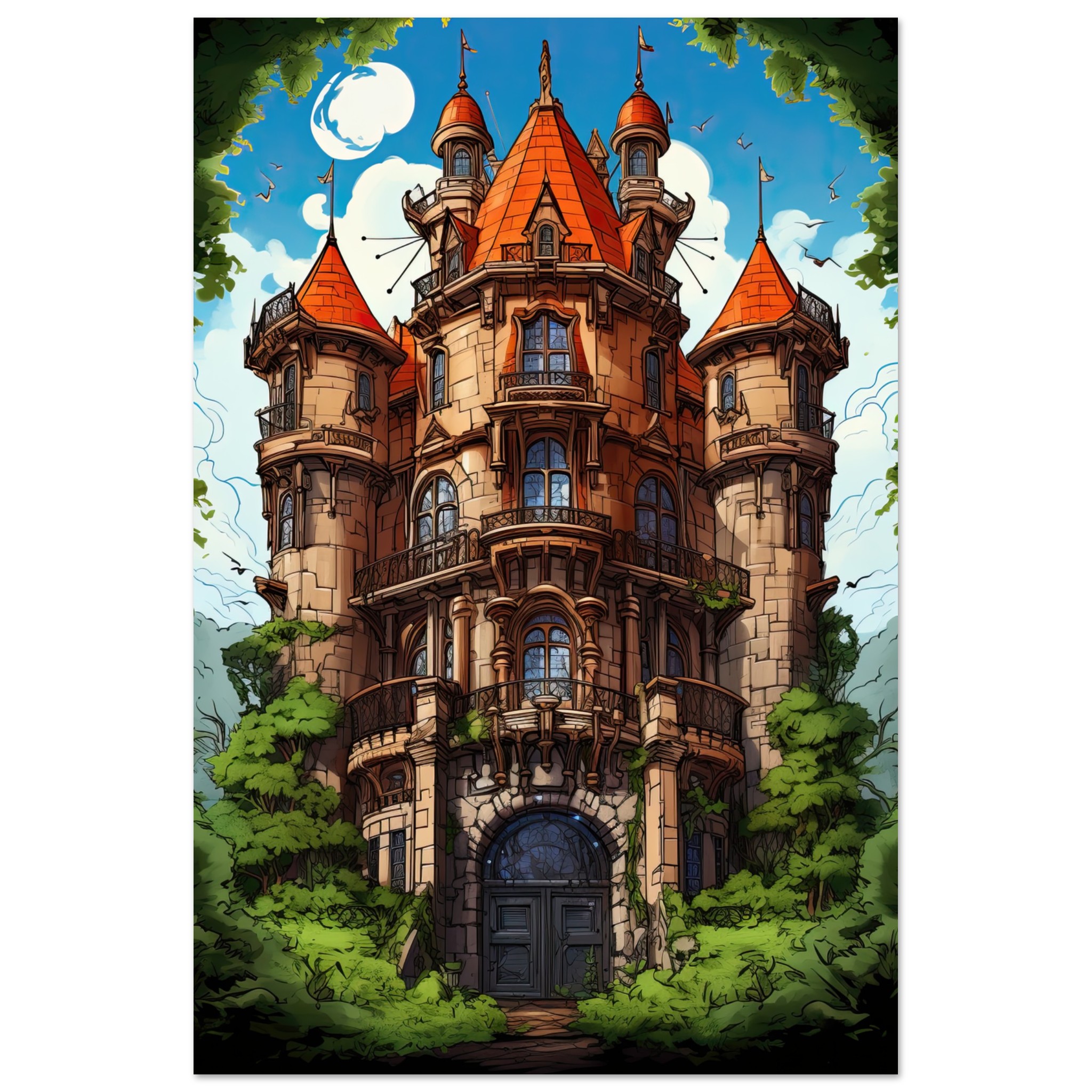 Chateau in the Woods Metal Print – 30×45 cm / 12×18″