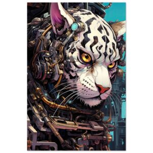 Cybernetic White Tiger Poster - 30x45 cm / 12x18″