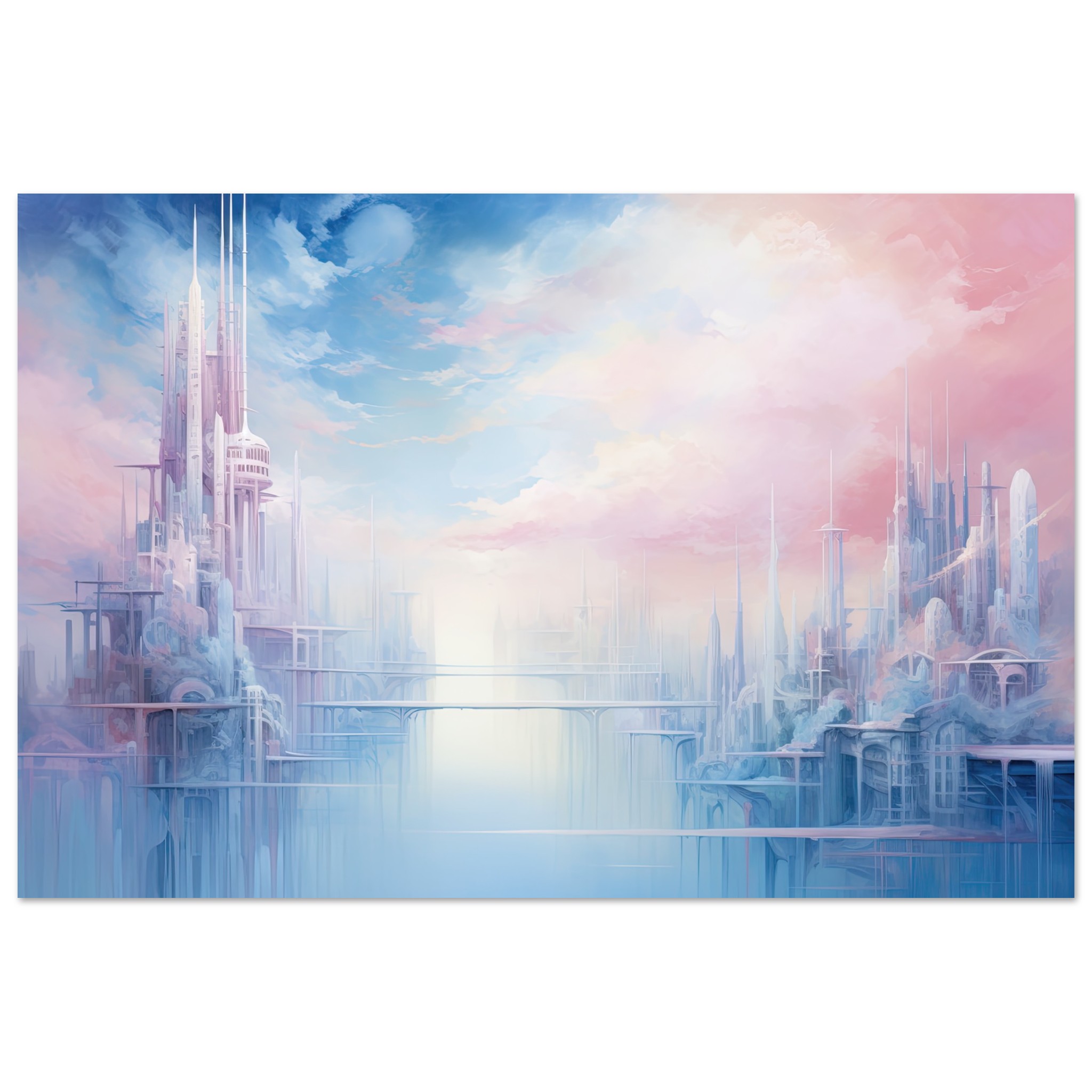 Pastel City in the Clouds Poster - 40x60 cm / 16x24″