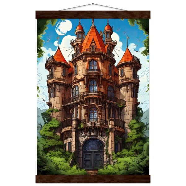 Chateau in the Woods Hanging Print - 30x45 cm / 12x18″, Dark wood wall hanger