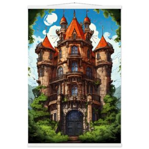 Chateau in the Woods Hanging Print - 60x90 cm / 24x36″, White wall hanger