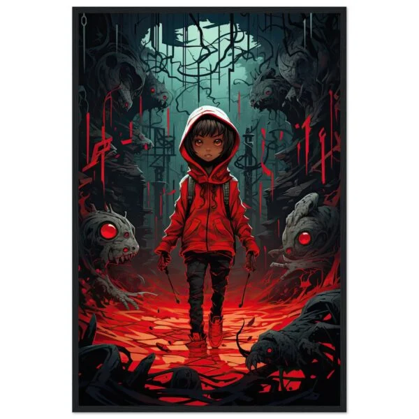 Little Red Devil Girl Framed Print