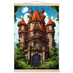 Chateau in the Woods Hanging Print - 40x60 cm / 16x24″, Natural wood wall hanger
