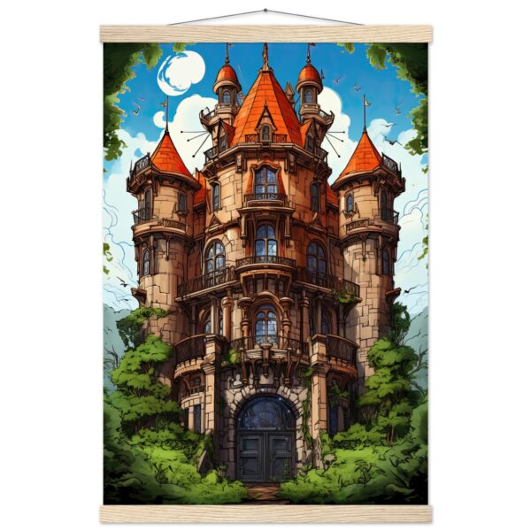 Chateau in the Woods Hanging Print - 40x60 cm / 16x24″, Natural wood wall hanger