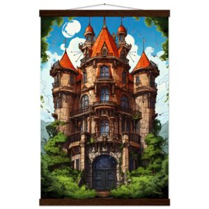 Chateau in the Woods Hanging Print - 40x60 cm / 16x24″, Dark wood wall hanger