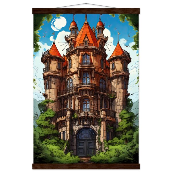 Chateau in the Woods Hanging Print - 40x60 cm / 16x24″, Dark wood wall hanger
