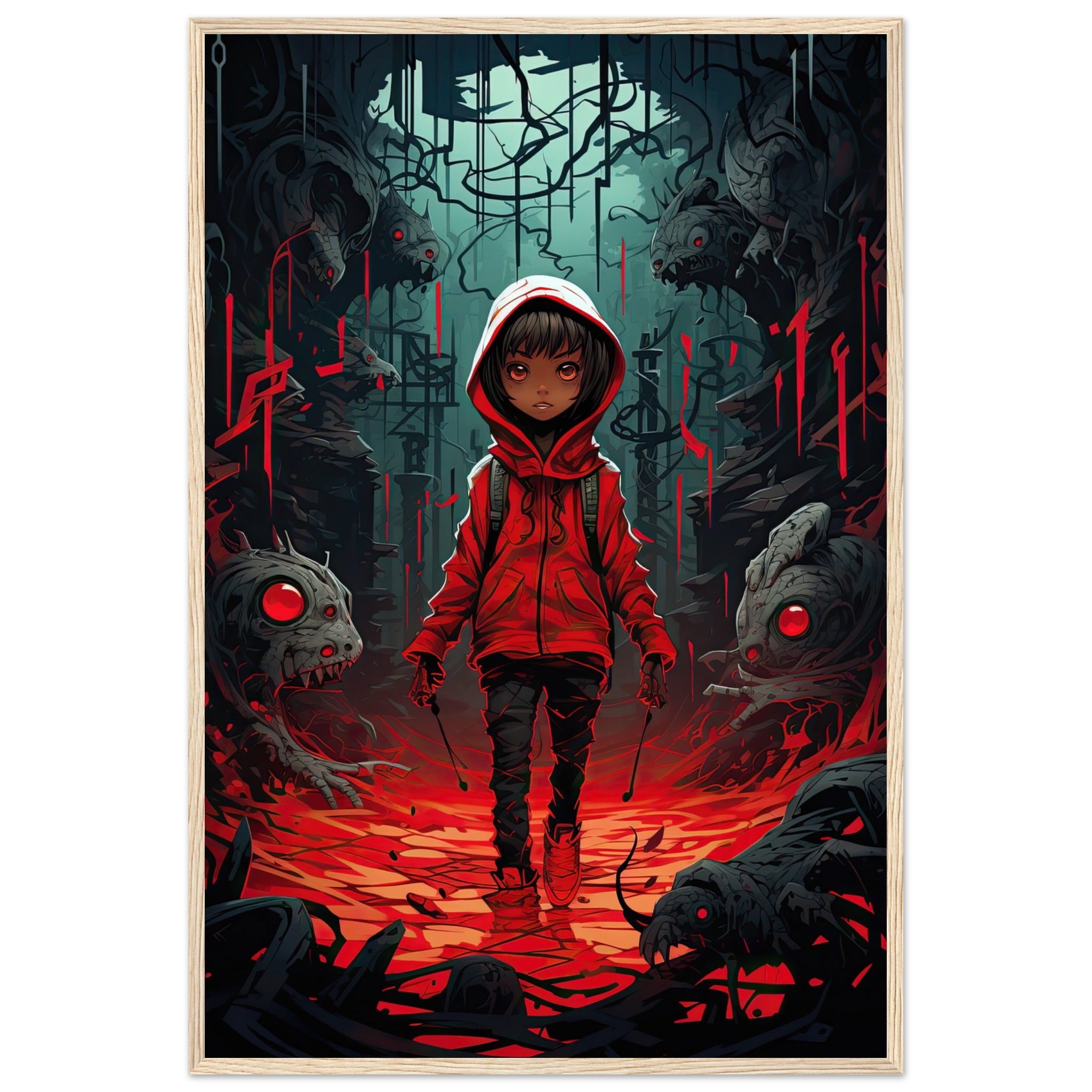 Little Red Devil Girl Framed Print