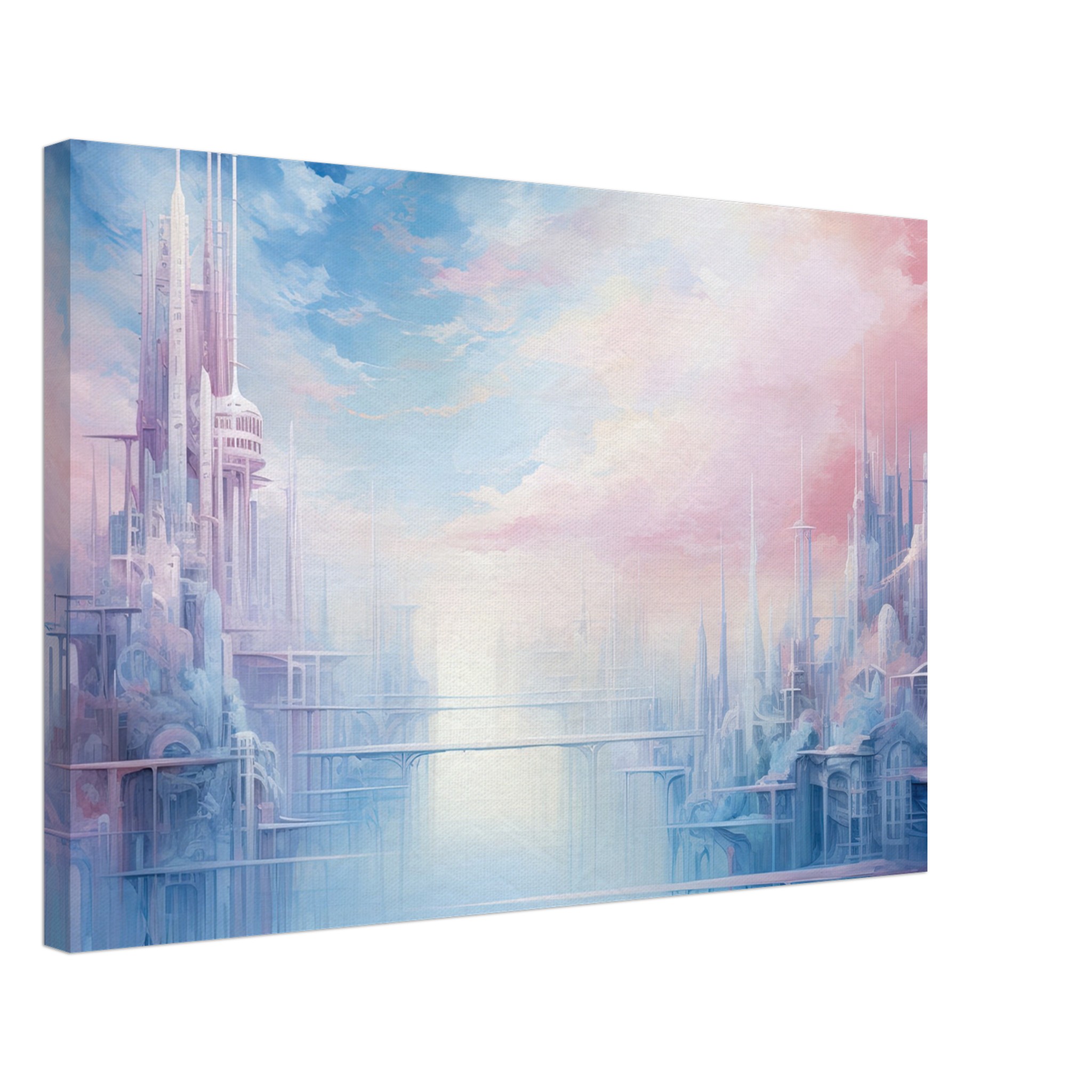 Pastel City in the Clouds Canvas Print – 50×75 cm / 20×30″, Thick