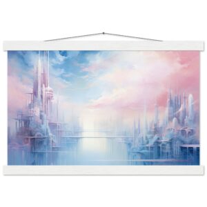Pastel City in the Clouds Hanging Print - 30x45 cm / 12x18″, White wall hanger