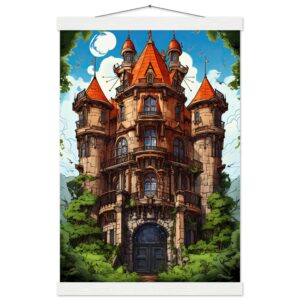 Chateau in the Woods Hanging Print - 30x45 cm / 12x18″, White wall hanger