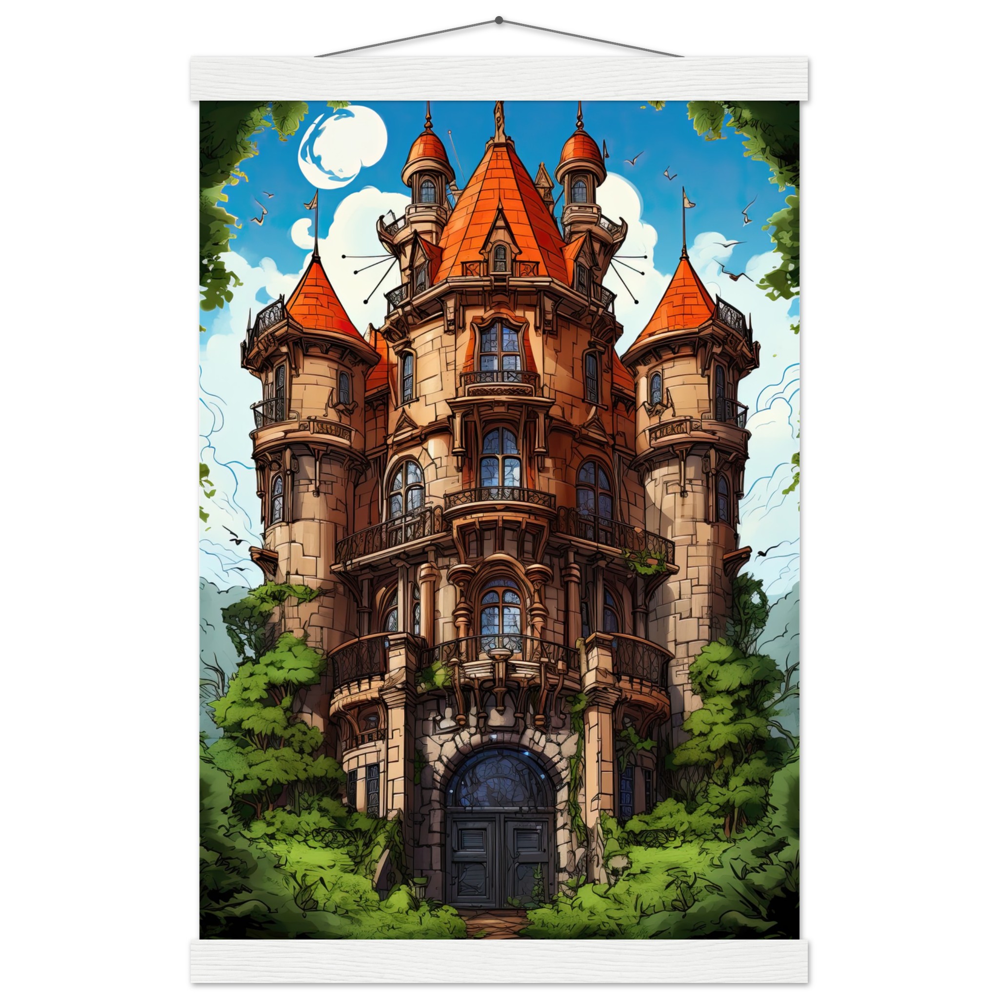 Chateau in the Woods Hanging Print – 30×45 cm / 12×18″, White wall hanger