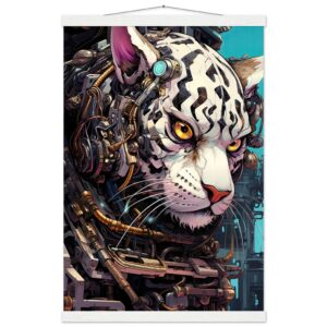 Cybernetic White Tiger Hanging Print - 40x60 cm / 16x24″, White wall hanger