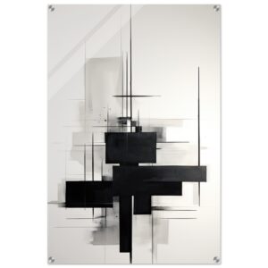Black and White Abstract Acrylic Print - 60x90 cm / 24x36″