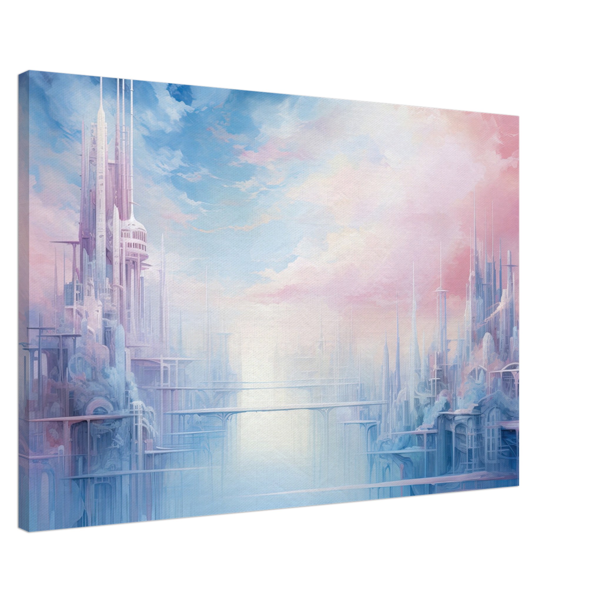 Pastel City in the Clouds Canvas Print – 60×90 cm / 24×36″, Slim