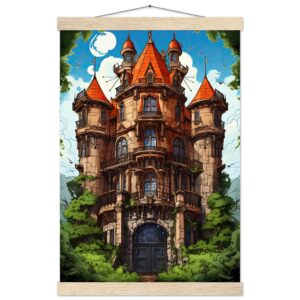 Chateau in the Woods Hanging Print - 30x45 cm / 12x18″, Natural wood wall hanger