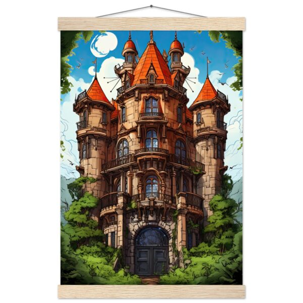Chateau in the Woods Hanging Print - 30x45 cm / 12x18″, Natural wood wall hanger