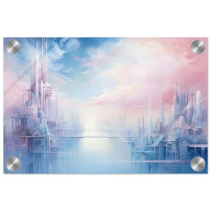 Pastel City in the Clouds Acrylic Print - 20x30 cm / 8x12″