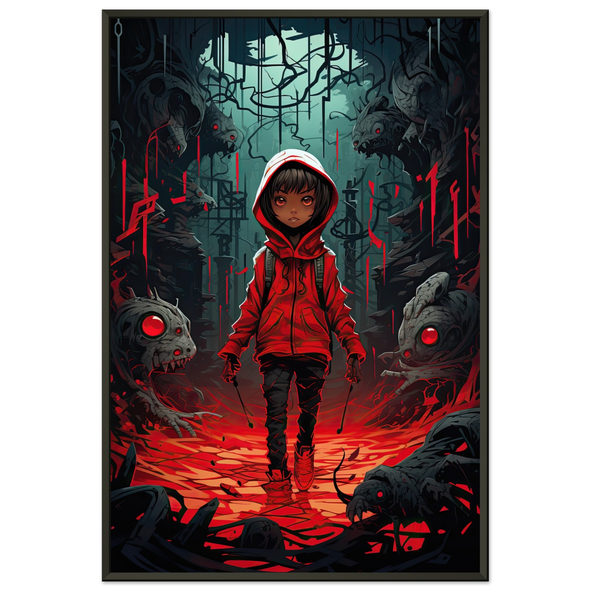 Little Red Devil Girl Framed Print